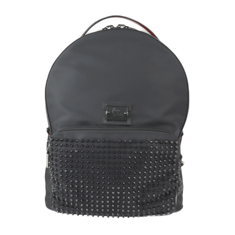 Christian Louboutin Loubi Backpack Daypack Nylon Rubber Leather Black Red